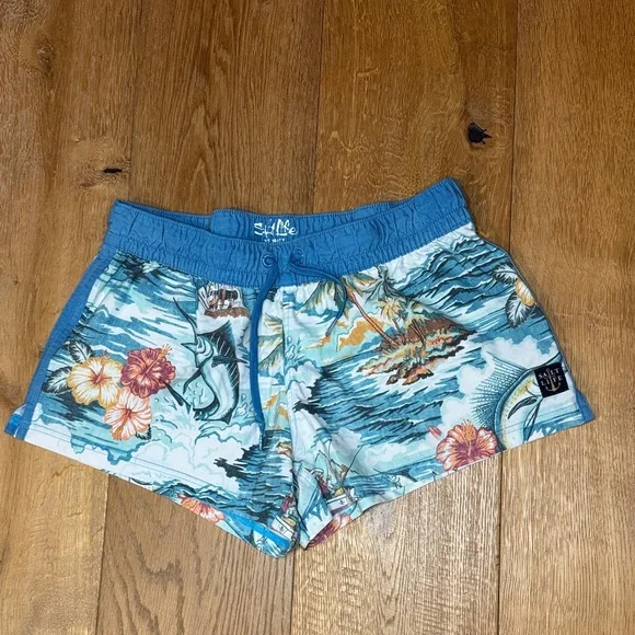 Salt Life Blue Tropical Print Women's Shorts size large - Picture 1 of 1